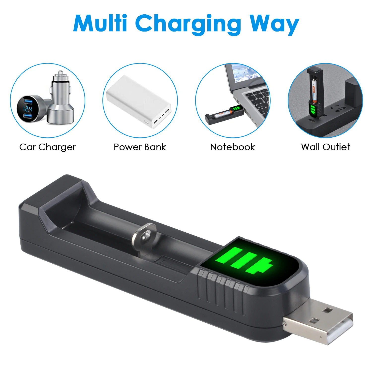 USB-Universalladegerät für AA, AAA, AAAA, N-Batterie, Ni-Mh-Akku