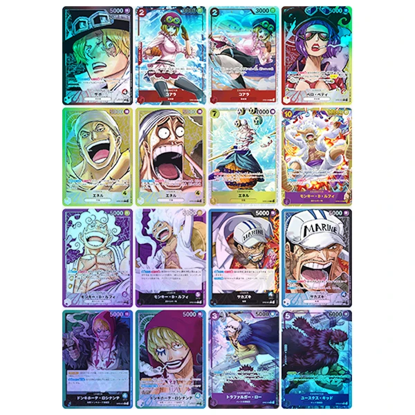 

Diy 16Pcs/set OPCG One Piece Nika Luffy Sabo Enel Ace Kid Nami Sakazuki Flash Card Classic Game Anime Collection Cards Gift Toys