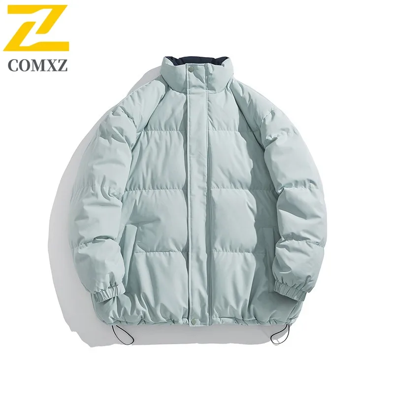 

COMXZ ​Men Solid Color Hooded Cotton Jacket American Style Winter Loose Fit Casual Warm Coat Windproof Thickened Outdoor Parka​
