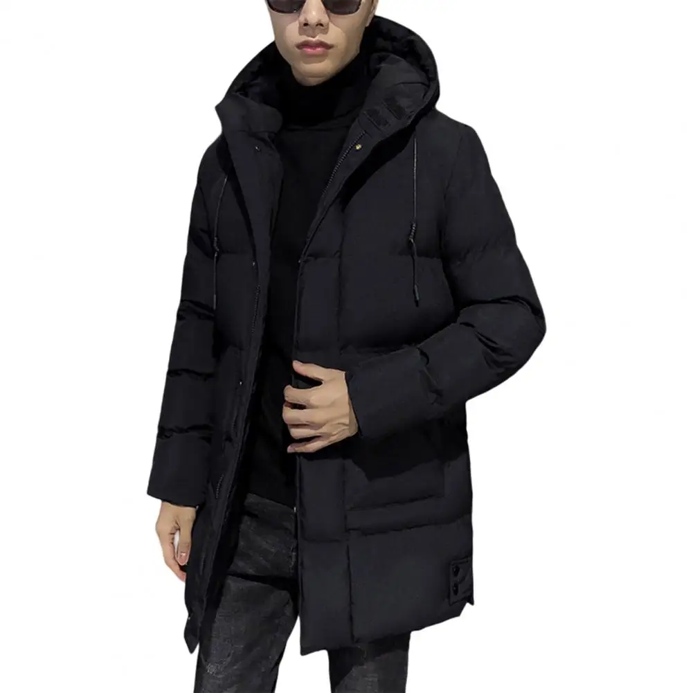 Korean Down Cotton Jacket Winter Lengthened Cotton Coat Men\'s Medium-length Knee Thickened Hooded Cotton Clothing