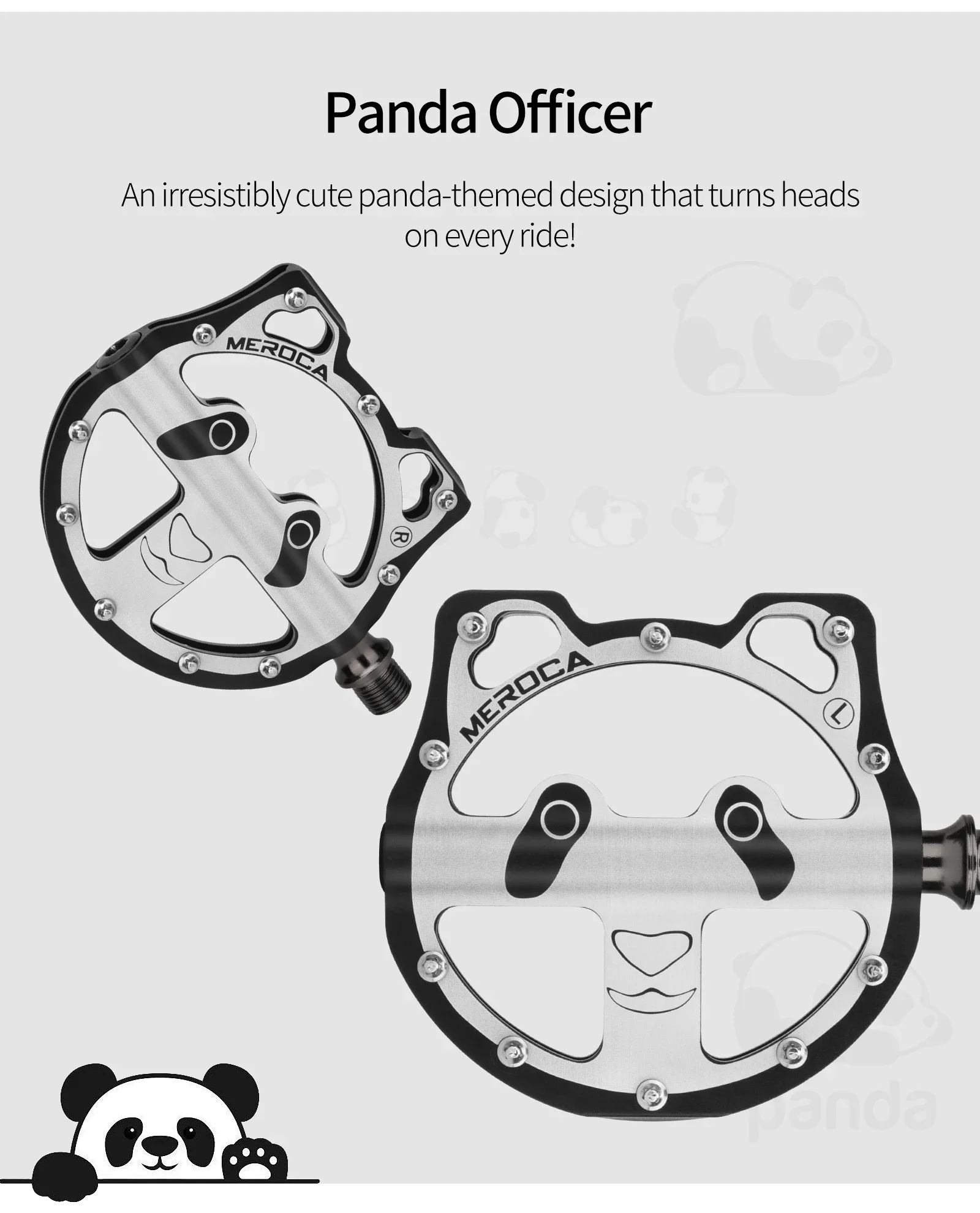 GOLDIX Fahrradpedal, Cartoon-Panda-Form, 3-Lager, Aluminiumlegierung, Faltradpedal, rutschfest, für MTB, Rennrad – Detail 5