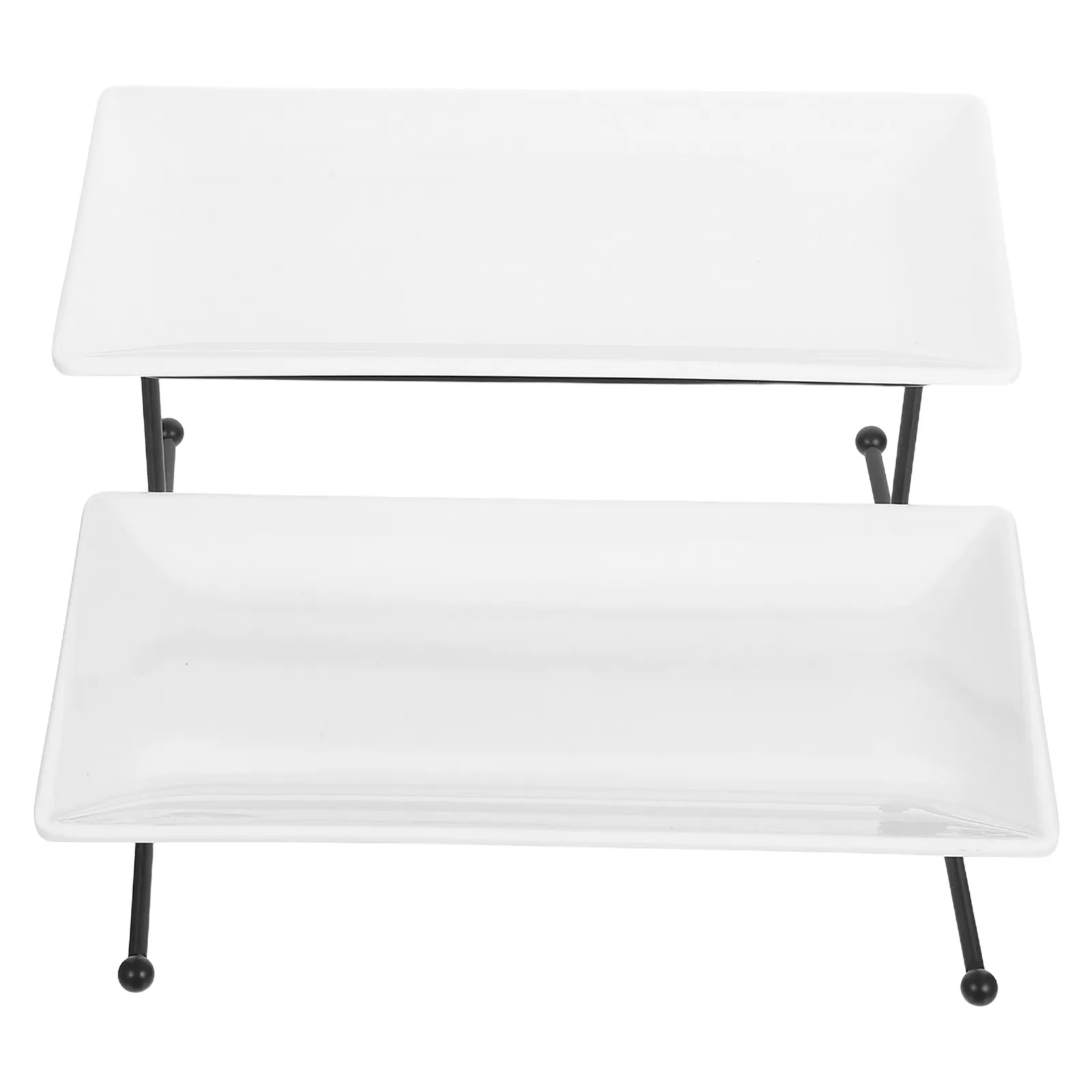 

Two Tier European Style Dessert Stand White Plastic Cake Tray Space Saving Serving Platter for Weddings Parties Buffet Display