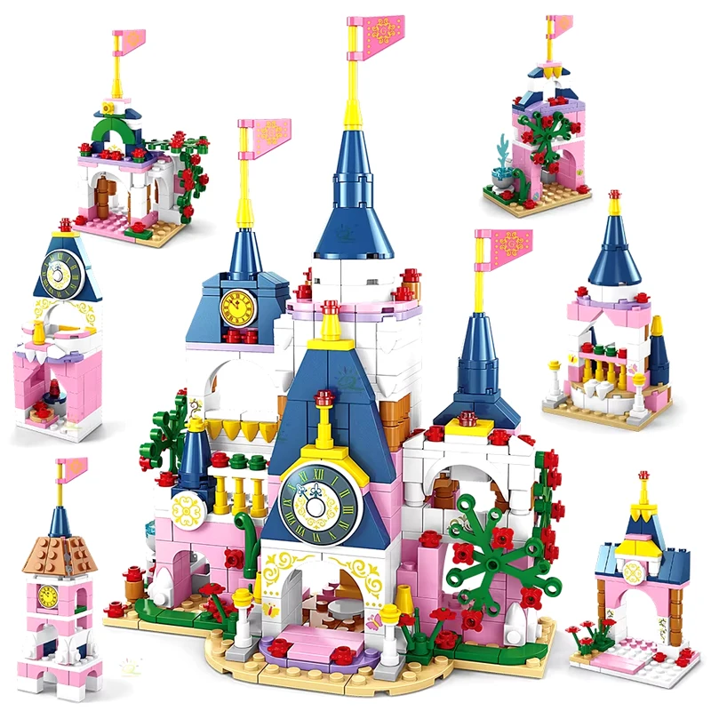 

6IN1 Princess Series Pink Dream Castle Building Block Set For Girls Queen House City Bricks Set Children Toys Chirstmas Gifts