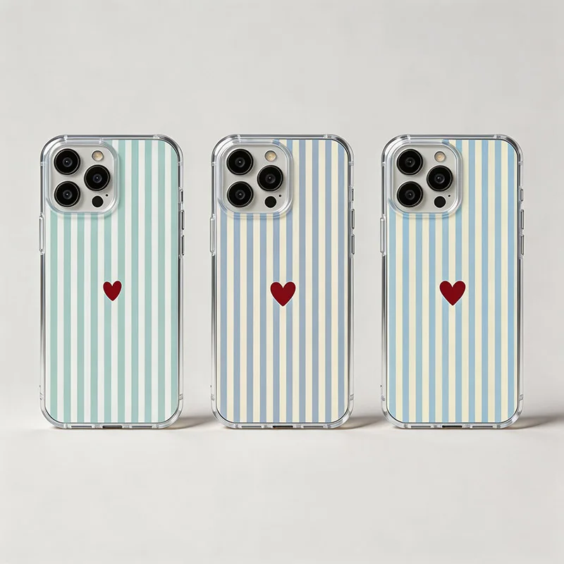 Striped Little Heart  Phone Case For Samsung Galaxy S26 S23 S22 S21 S24 S25 Ultra Plus FE A16 A17 A36 A53 A55 A37 A57 5G Cover