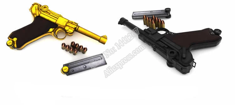 3D Paper Model Gun WWII Germany Luger P08 Pistol 1:1 Military Weapon Magazine Puzzles Toy