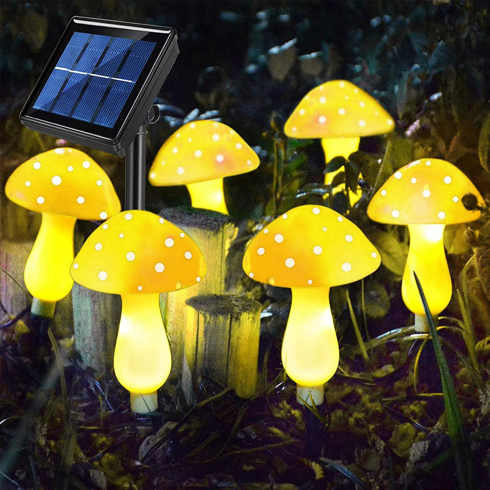 Lampe solaire féerique en forme de champignon, 8 Modes, étanche, luminaire décoratif d'extérieur, idéal pour un jardin, une cour, un sentier, un paysage, une cour, une pâques, une Halloween ou une noël