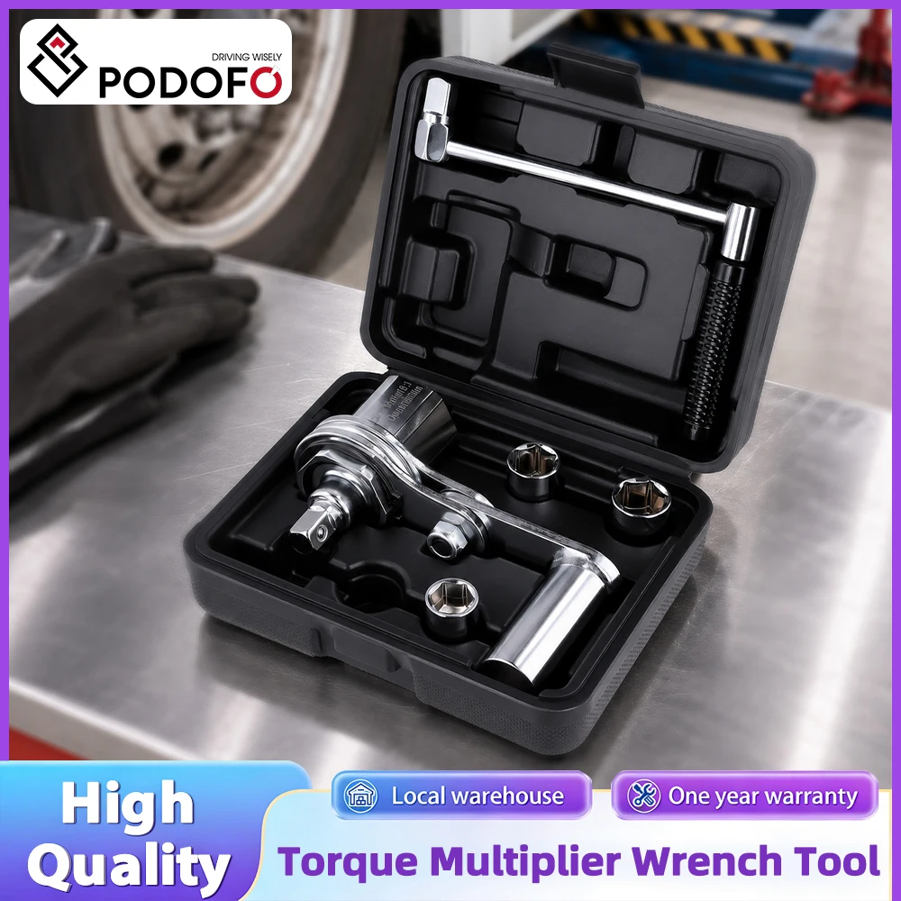 Chiave dinamometrica multipla per coppia torsionale Degreat 1/2" 17mm 19mm 21mm con custodia, estrattore per bulloni ruota, tipo per smontaggio pneumatici auto, risparmio di fatica