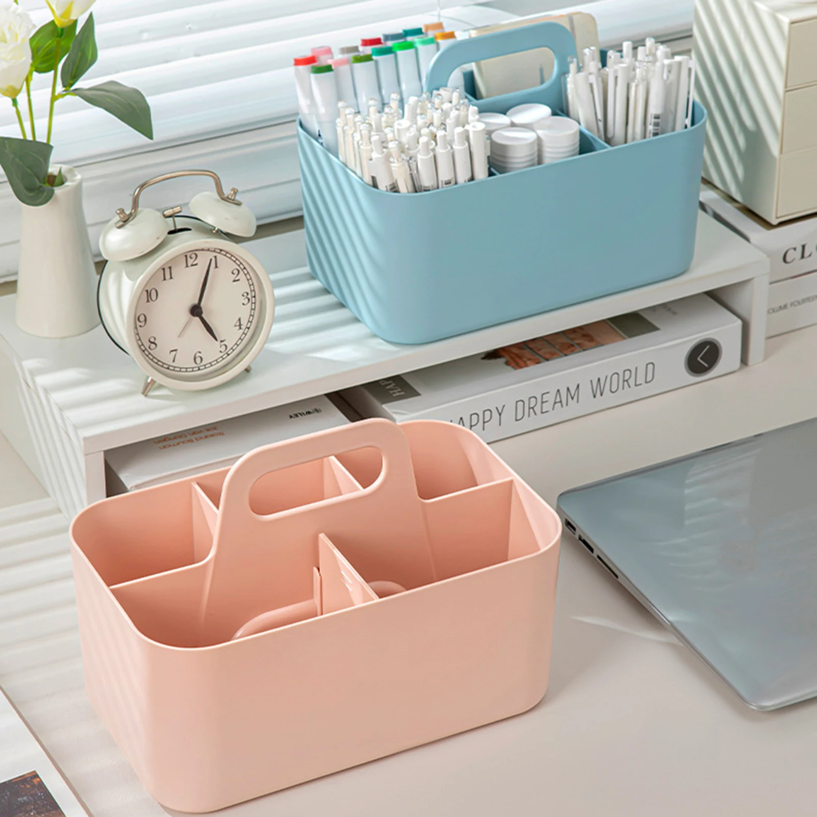 

1pc Multifunctional Storage Holder School Office Portable Pen Holder Storage Box Large Capacity Desktop Sundries Storage Basket