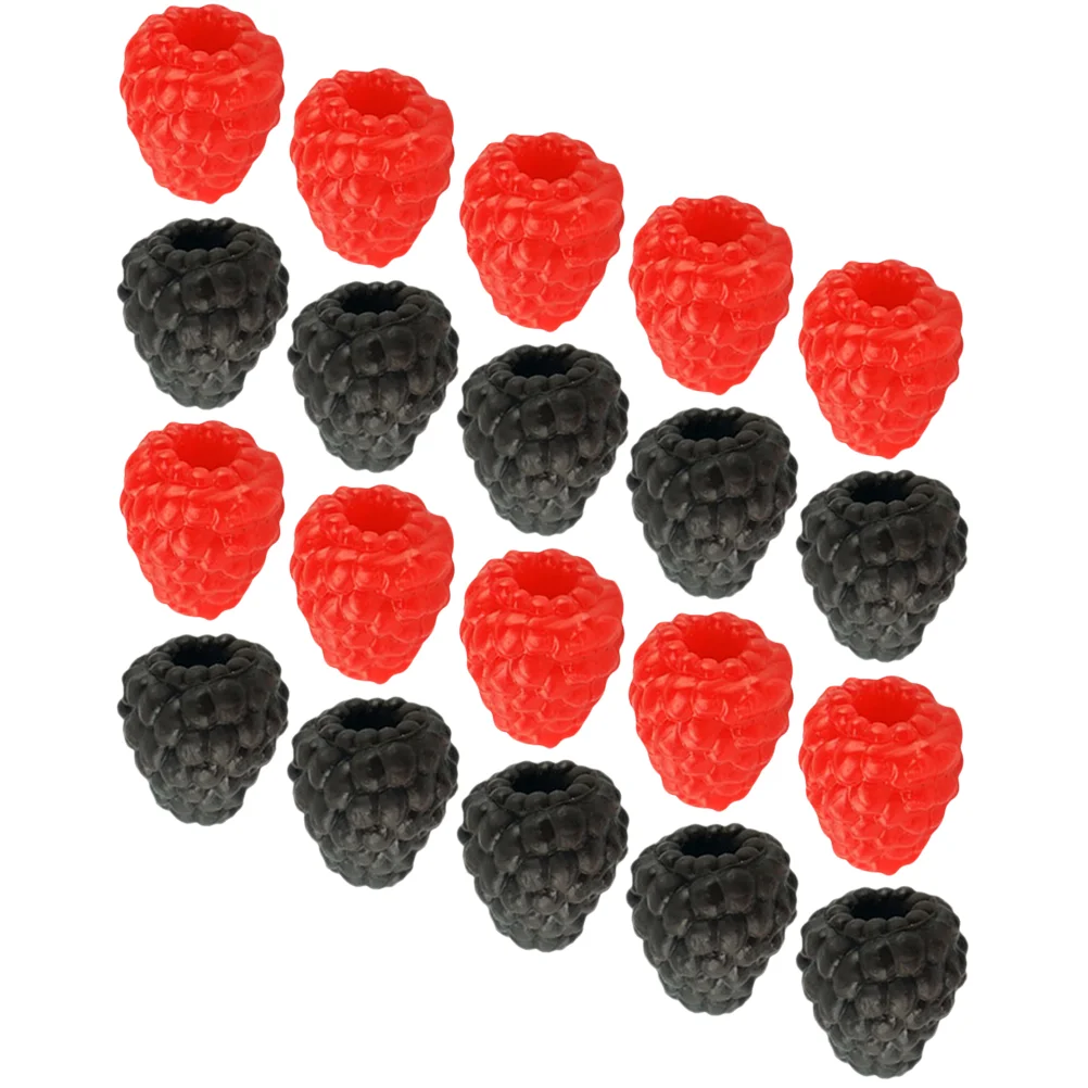 20 Pcs Simulation Raspberry Children Fruit Toy Raspberries Blueberry Adornment Decorative Model for Home Fake Props Pvc