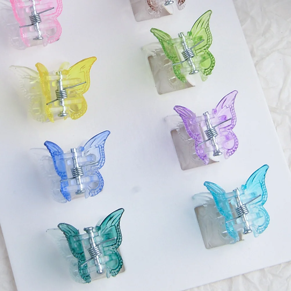 

24pcs Butterfly Hair Claw Clips Mini Fruit Color Box Plastic Girls Child Accessories for Hairstyle Parties Daily Wear