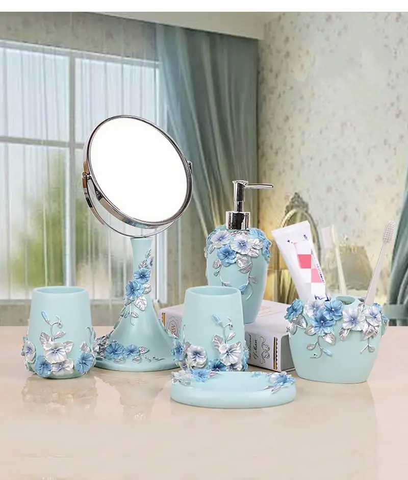 Nordic Bathroom Decoration Accessories Toothbrush Holder Toothpaste Dispenser Lotion Bottle Tissue Box Mirror Wedding Gift Resin