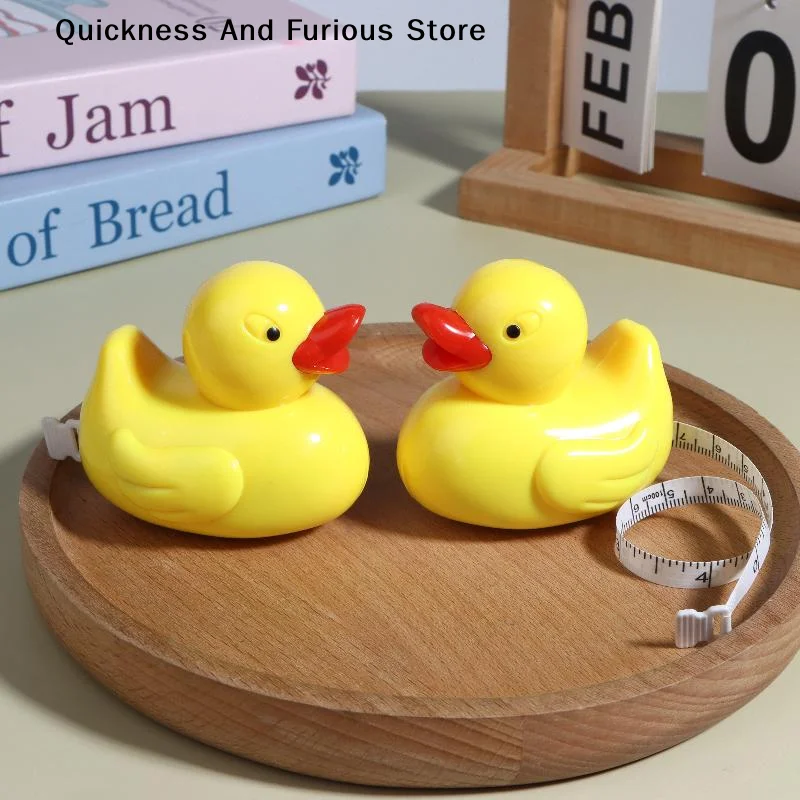 【TO】Cute Yellow Duck Shaped One Key Retract Soft Measuring Tape Portable Mini Ruler For Body Sewing Craft Home Daily Measurement