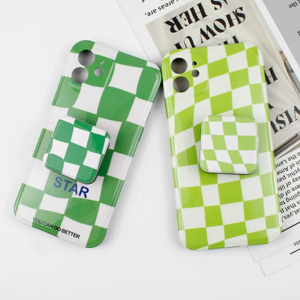 Acessórios celular aperto de dedo espelho compacto presente para seu suporte do telefone espelho xadrez espelho cosmético espelho de maquiagem