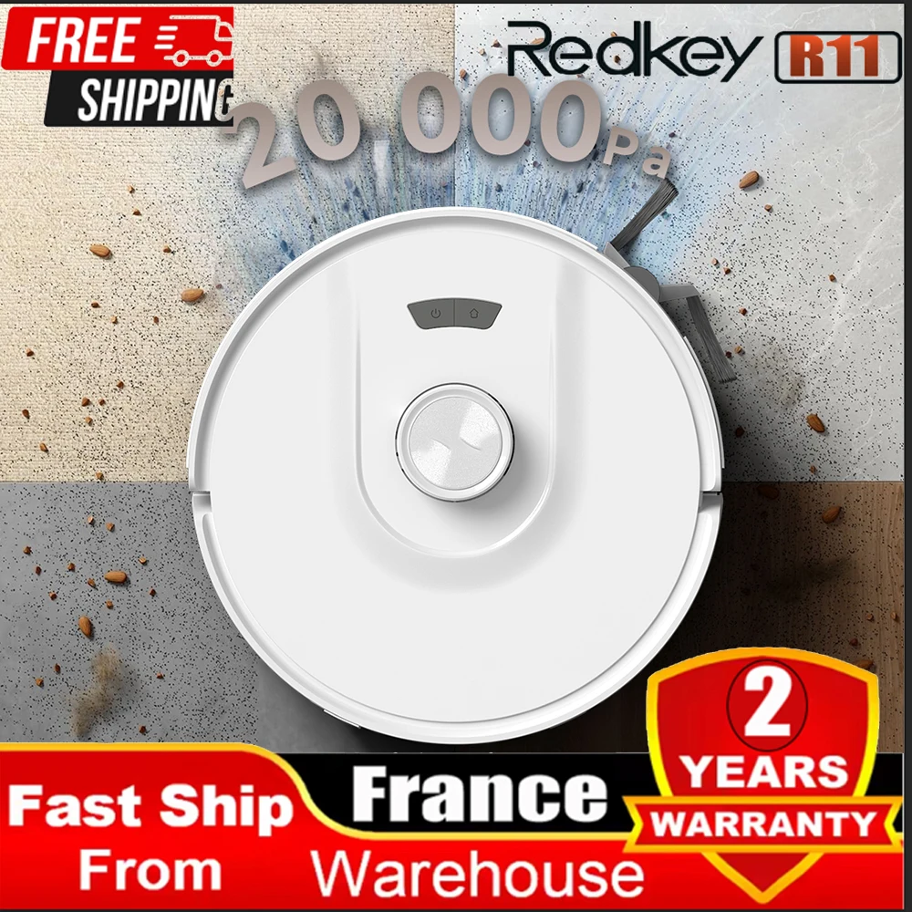 Redkey R11 Robot aspirador automático 3 en 1 con mapeo, succión de 20000 Pa, 360 °   Control por aplicación de voz de navegación inteligente LiDAR
