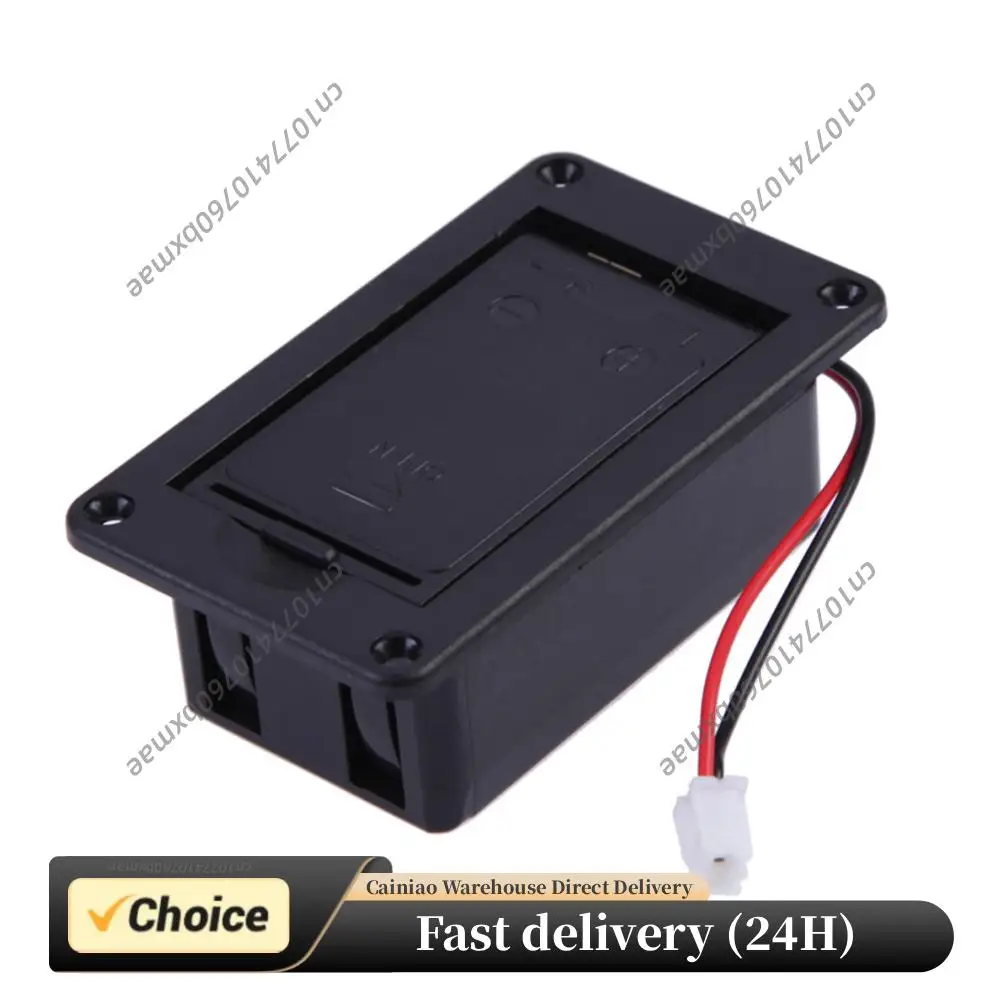 Portable Guitar Pickup Battery Box with Cable Guitar Pickup Battery Holder Case Guitar Bass Accessories Replacement Parts Black