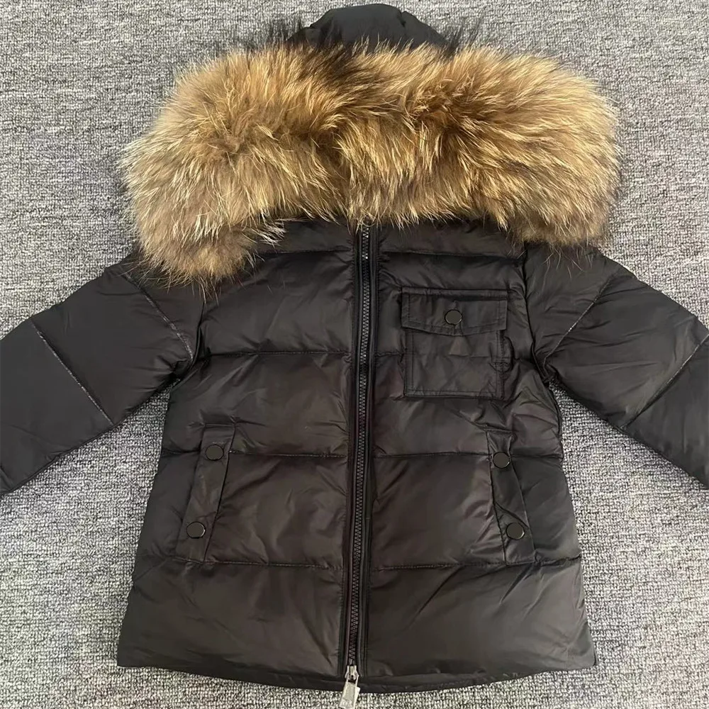 Fashion Girls Winter Down Coat Real Fur Collar Kids Warm Jacket For Baby Boys 1-13Years Outwear Children\'s Warm Snowsuit