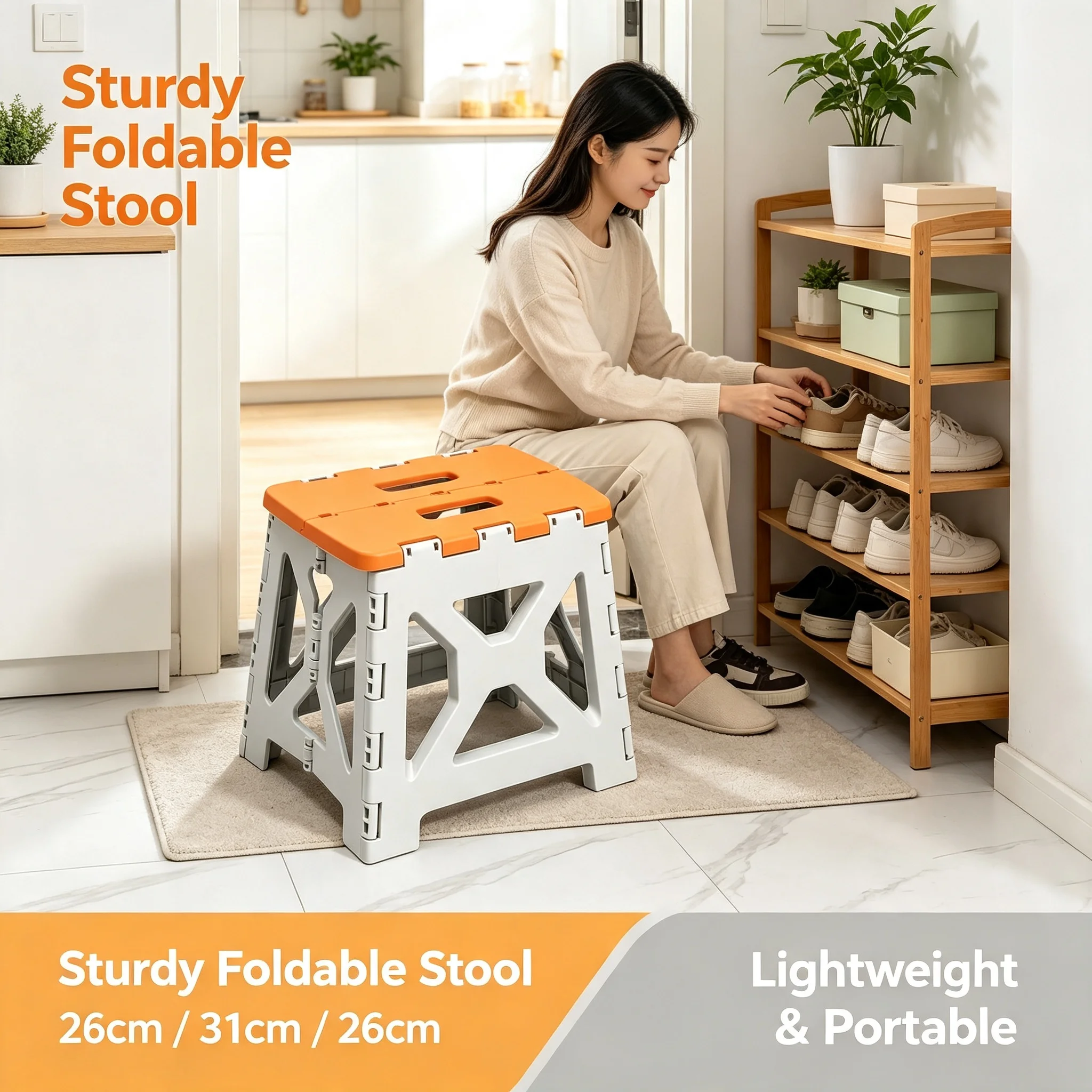 Heavy Duty Thickened Foldable Plastic Stool Portable Collapsible Small Chair Anti Slip Wear-resistant Seat Lightweight For Camping Fishing Travel Market Stall Outdoor Indoor Household Use.