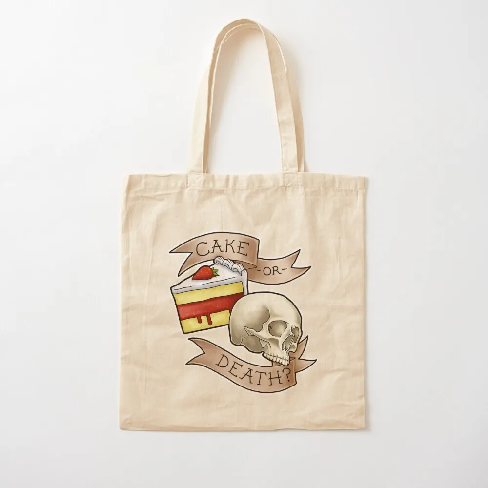 

Cake or Death Tote Bag university shopper bag great bag bags for women Canvas shoulder Canvas Tote