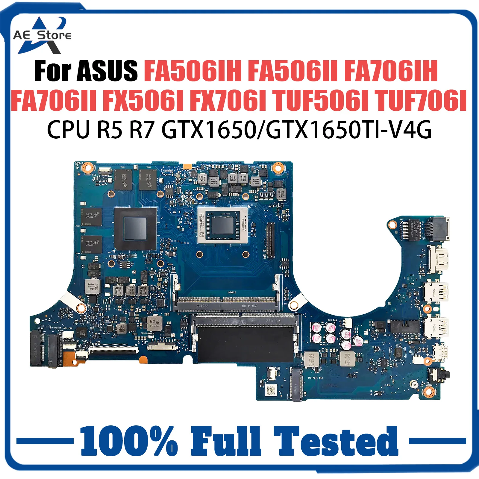 Para ASUS FA506IH FA506II FA706IH FA706II FX506I FX706I TUF506I TUF706I placa base de computadora portátil CPU R5 R7 GTX1650/GTX1650TI-V4G