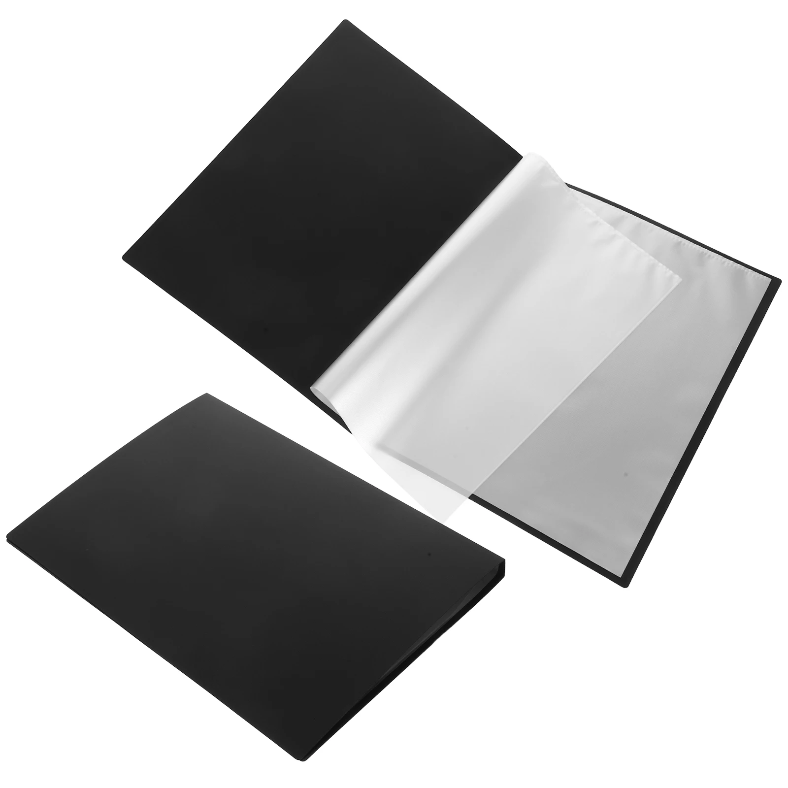 

2Pcs Black A4 File Folder Waterproof Matte Finish Document Organizer Music Sheet Binder Music Storage Book Office School