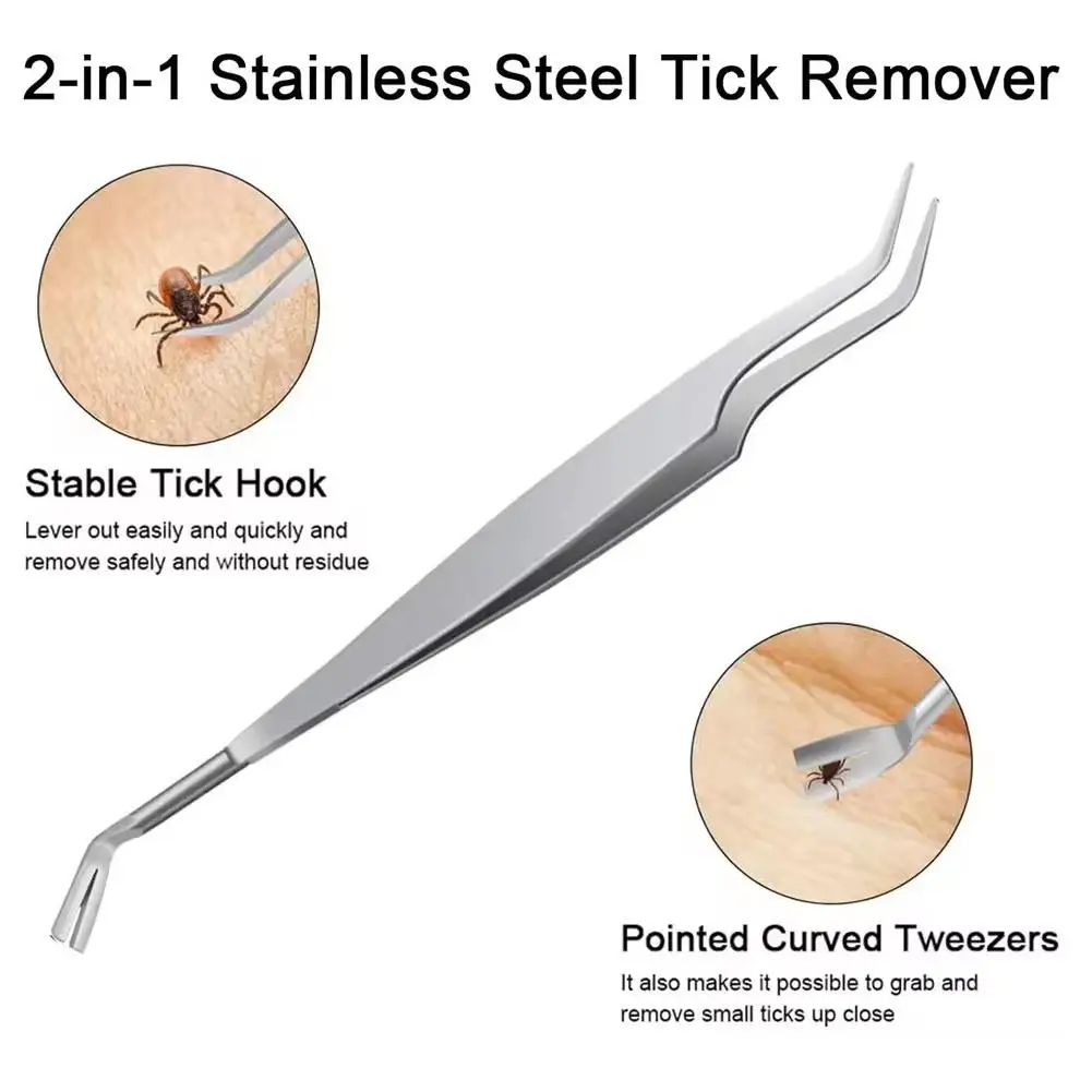 2 in 1 Tick Remover Tool Professional Removal Tweezers for Humans & Pets Pets Flea and Tick Removal Remover Tools