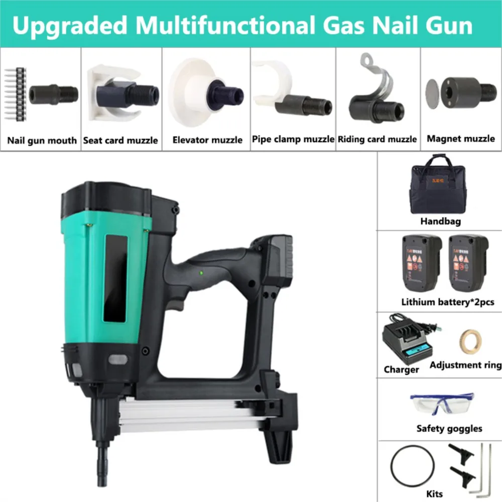 WSQ-01 Pneumatic Nail Gun Rechargeable Lithium Battery Nail Gun Hydropower Woodworking Steel Nailer Stapler Electric Nail Gun