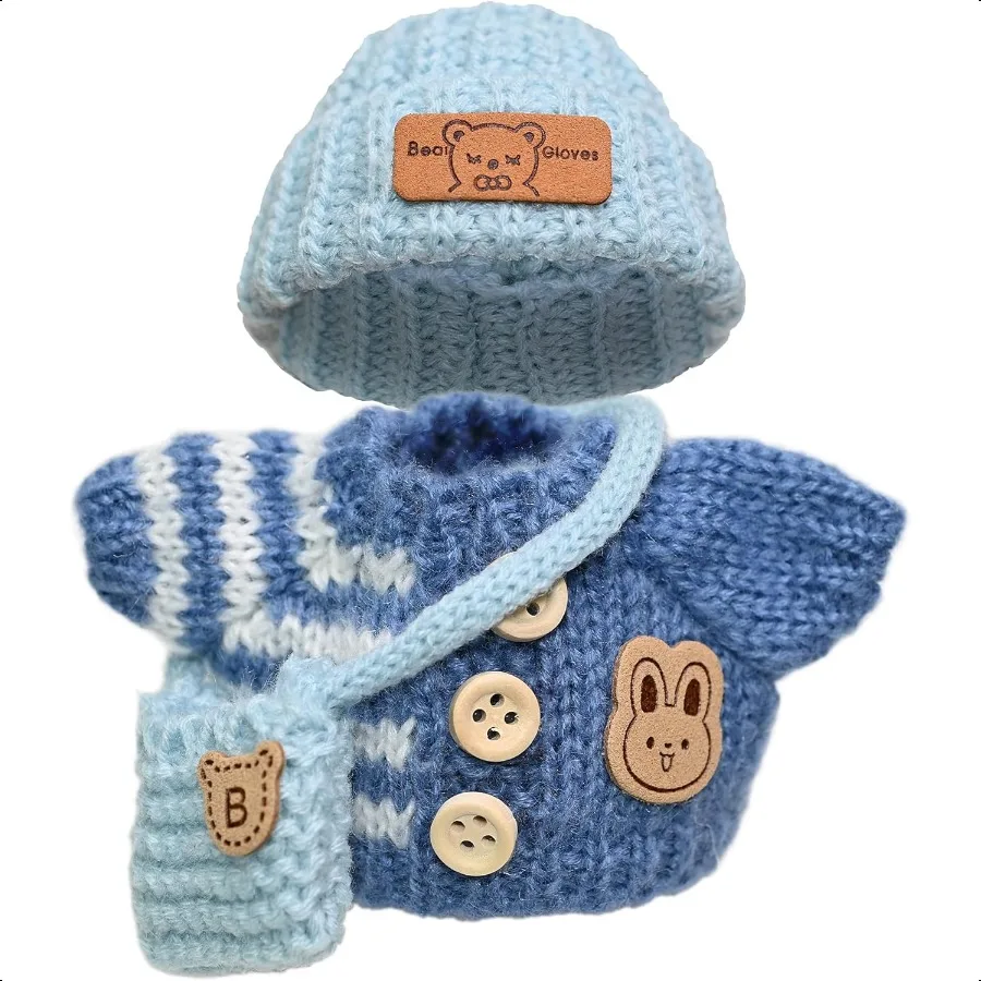 17cm Dolls Clothes Clothes Set for 15cm Doll Crochet 3 Piece Set Hat Clothes Backpack for Dolls Accories Suit Cute Outfits Styl