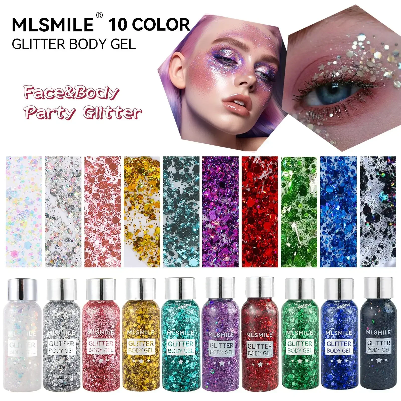 Oogschaduw pailletten gel gezicht haar lichaam glitter flash Halloween party podium make-up