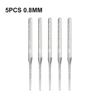 5pcs 0.8/1/1.2/1.5/1.8/2/2.5mm Diamonds Coated Drill Bits For Glass Jade Amber Jewelry Glass Drill Bit Power Tools Accessories