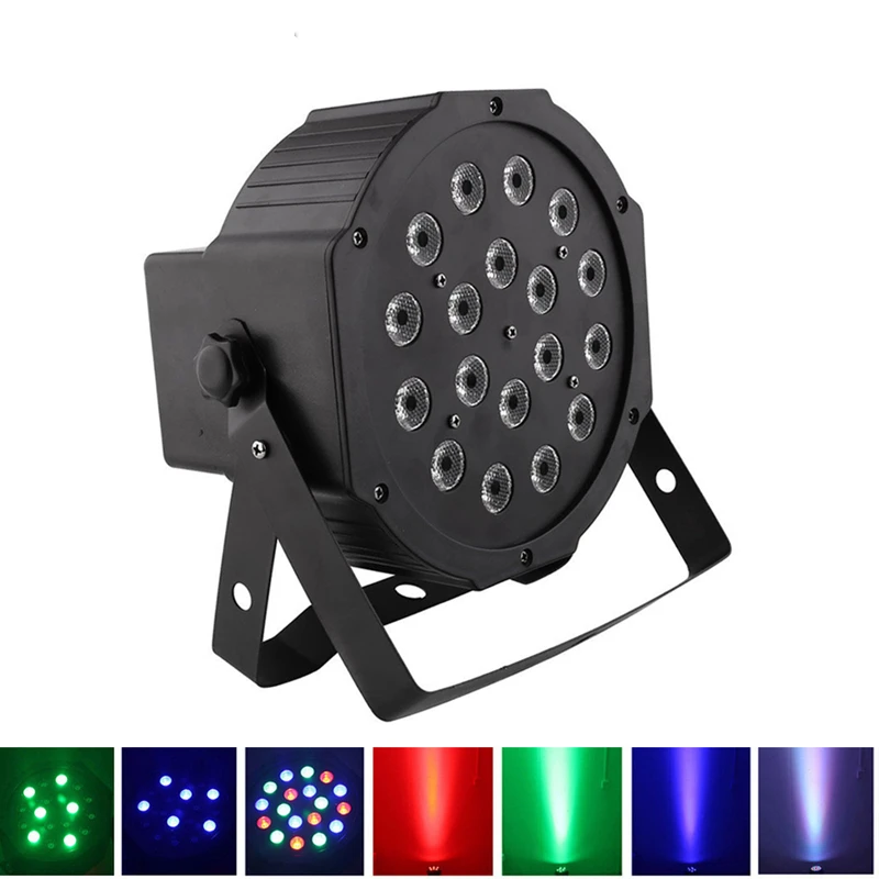 Imagem -04 - Rgb Única Cor Led Flat Par Luz Som Ativado Controle Dmx 512 dj Disco Bar Festa Palco Show de Luzes 18x3w