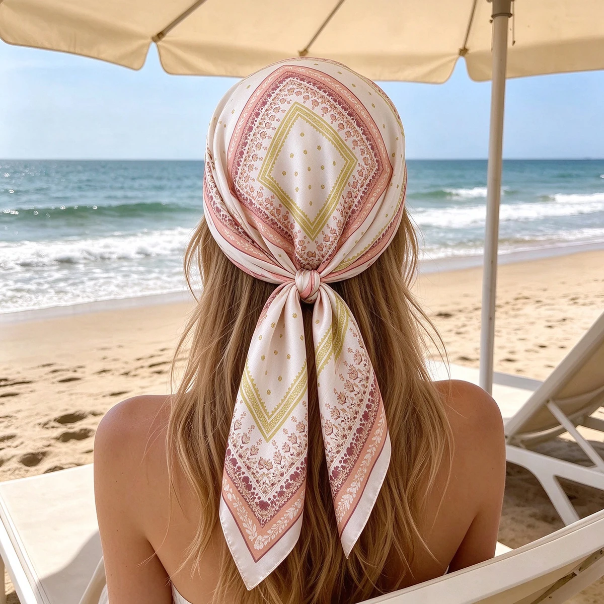 2026 New Floral Print Hijab Scarf Imitation Silk Women Square Scarf Hairbands Foulard Female Bandana Neck Kerchief Headbands