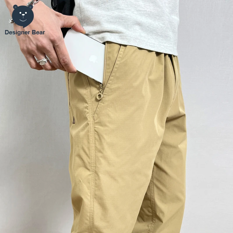 

High Quality Summer Thin Cargo Pants Men Casual Tapered Trousers Zipper Pockets Quick Dry Streetwear Pants Outdoor Daily Wear
