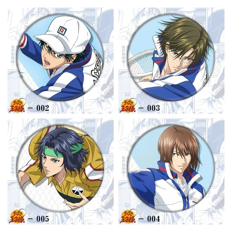 New prince of tennis Anime Figures Ryoma Echizen Tezuka Kunimitsu Yukimura Seiichi Metal Laser Badge Fans Bag Decor Pins Toy