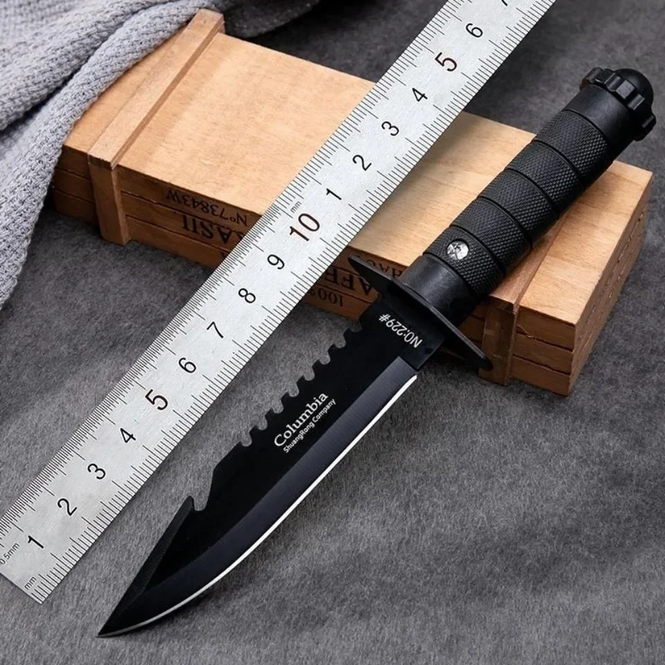 Stainless Steel Knife Steel Tactical Straight Knife Jungle Camping Self-defense Straight Knife Handle Hunting Knife