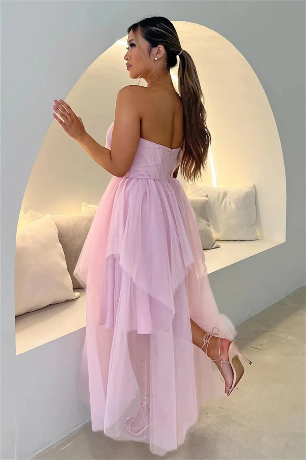 Annie Pink Wedding Dress Prom Dresses Tulle Layering Wedding Dress Sexy Off-shoulder Fairy Cocktail Dresses Vestidos DeFiesta