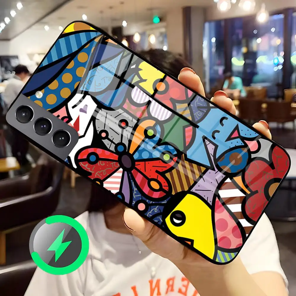 Etui na telefon Romero Britto Art do Samsunga S26 S25 S24 S23 S22 S21 S20 Edge Ultra Plus FE, szklane etui kompatybilne z Magsafe — zdjęcie produktu 4