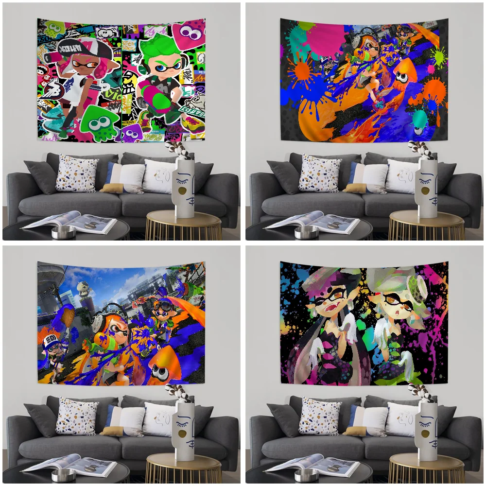 Game Splatoon Tapestry Art Printing Cheap Hippie Wall Hanging Bohemian Wall Tapestries Mandala Art Home Decor