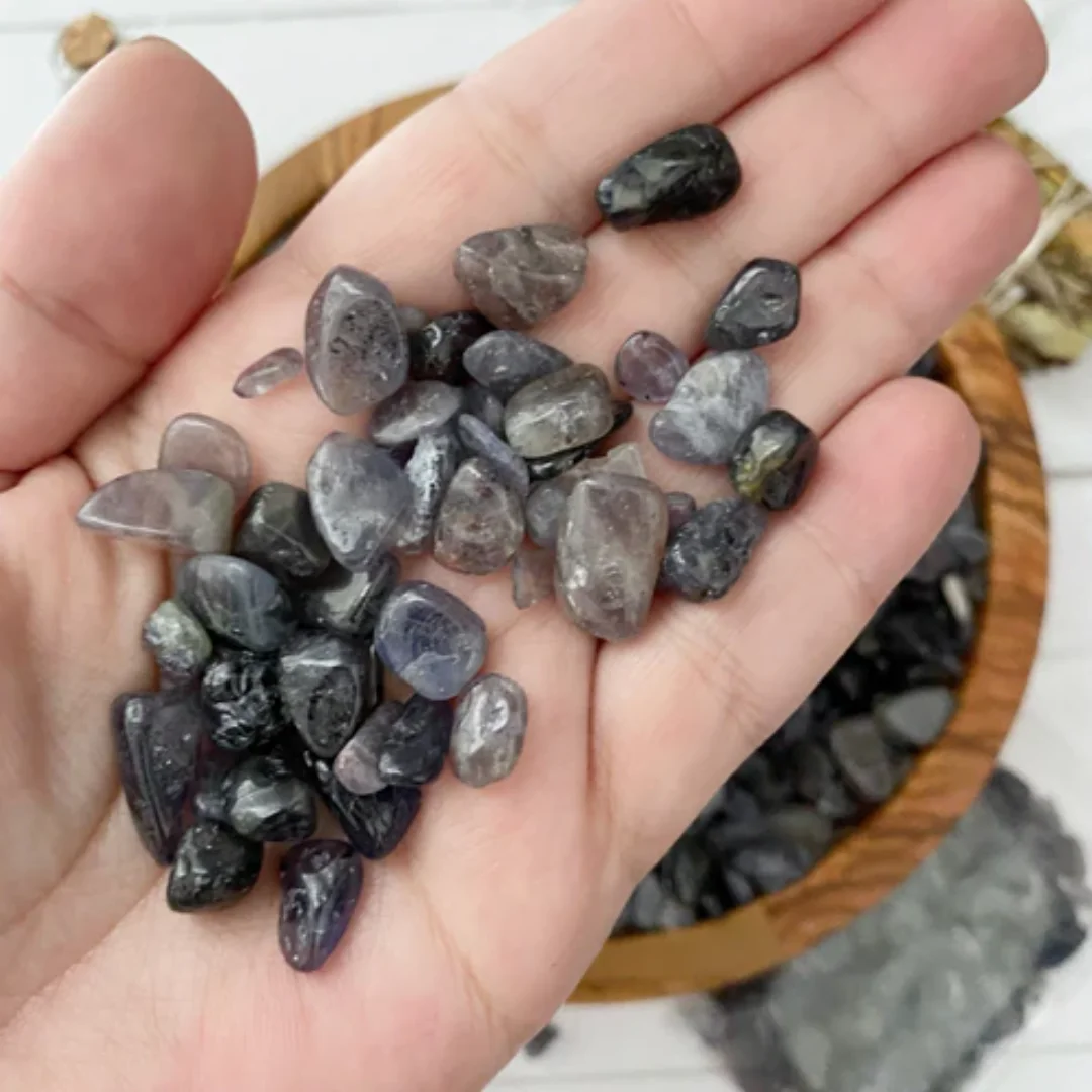 3-12mm Iolite Crystal Chips, Iolite Semi Tumbled Gemstone Mini Chips, Iolite Chips stone, Natural lolite Uncut Chips