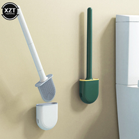 Toilet Brush Soft Silicone Flexible Bristles Head Cleaning Tool Wc Cleaner Wall Mounted Bathroom Accessories Quick Drying Holder