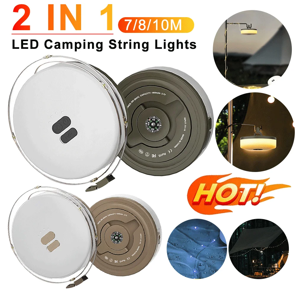 

LED Camping Lamp Strip Atmosphere 10M Length Waterproof Recyclable Light Belt Outdoor Garden Decoration Lamp for Tent Room