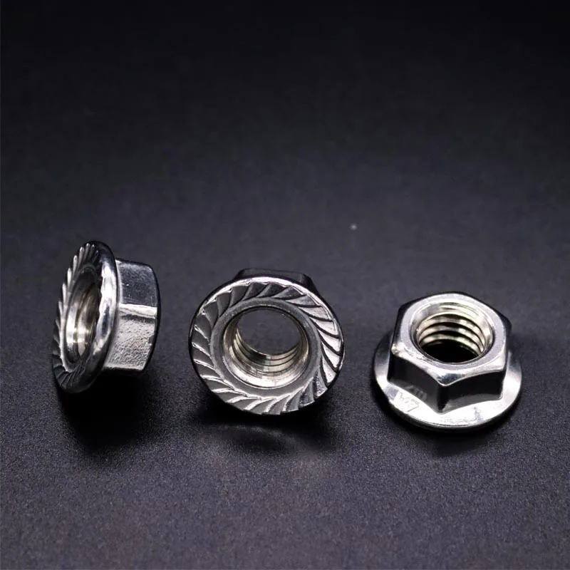 2/5/10/25pcs DIN6923 Serrated Hexagon Flange Lock Nuts, 201 Stainless Steel Hex Head Nuts M3 M4 M5 M6 M8 M10 M12