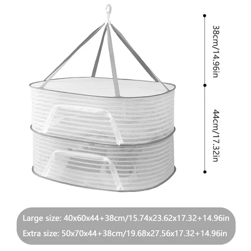 3 Tier Portable Mesh Clothes Hanging Dryer Folded Herb Rack for Buds Fruits Hydroponics Flowers Vegetables Fish Clothes Doll