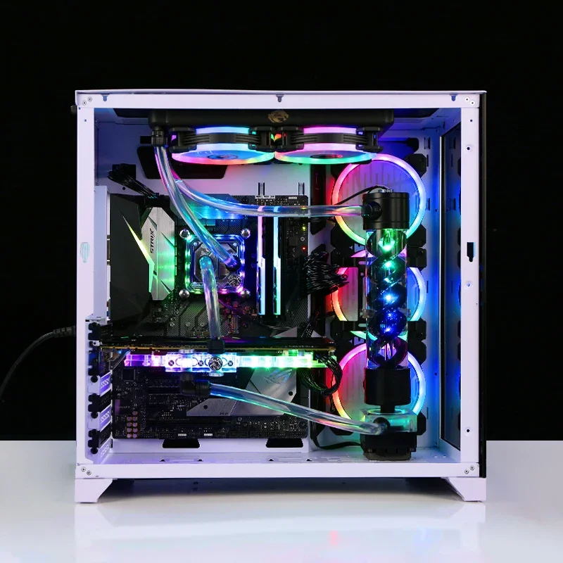 Bykski Soft Tube Suit Water Cooling Kits 240mm Copper Radiator use for CPU and GPU Block Blue Red Fitting Flexible Tube Pump Set