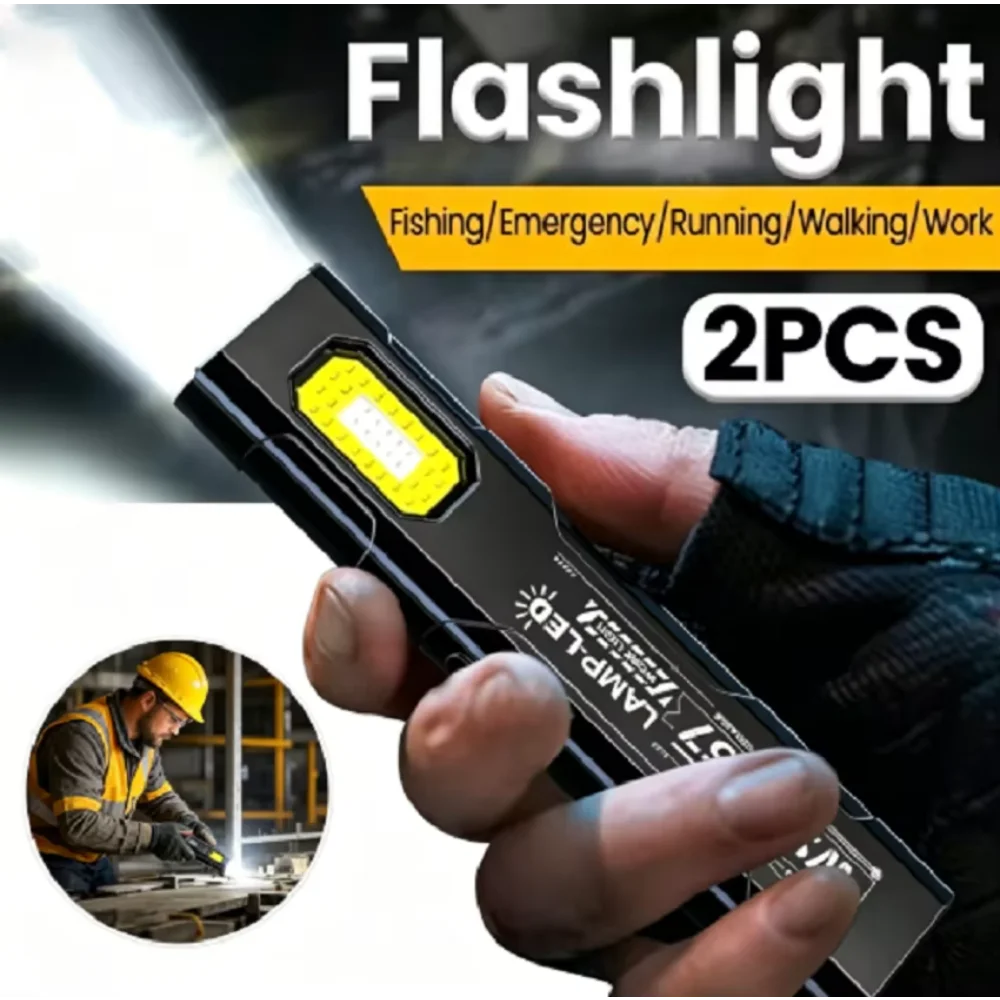 Powerful Mini COB LED Keychain Flashlight USB Rechargeable Hanging Working Light Waterproof Keyring Camping Walking Pocket Lamp