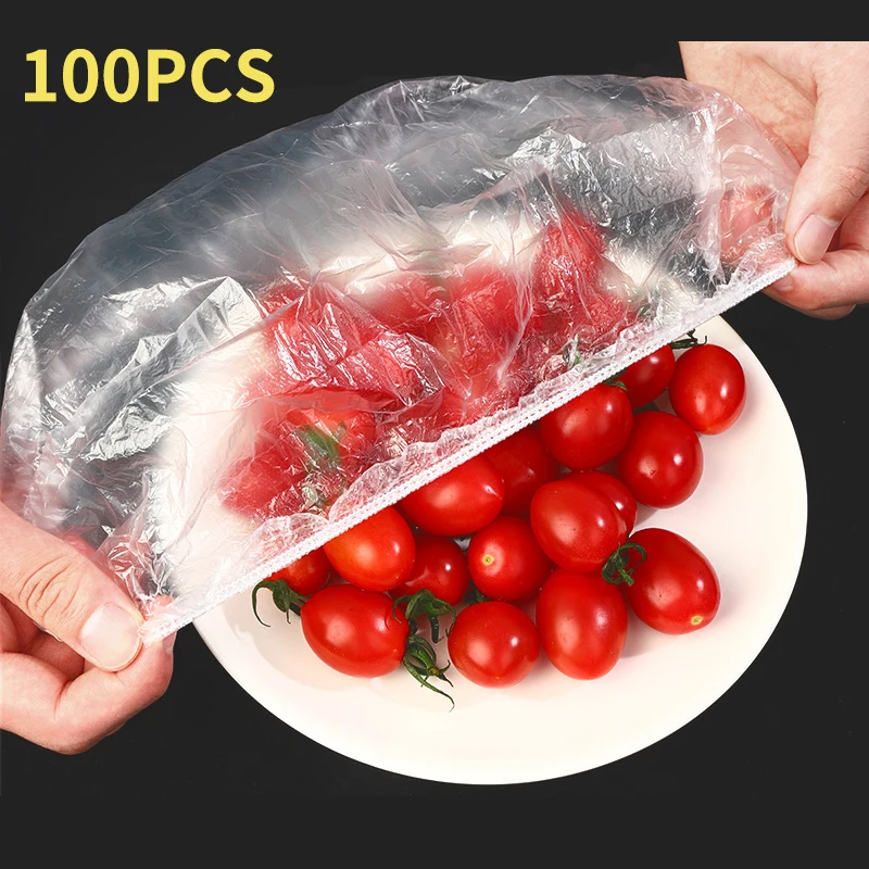 Herbruikbare wegwerpvoedselafdekking Plastic folie Duurzame elastische voedseldeksels voor kommen Elastische plaatafdekkingen voor keukenvoedselbesparende tas