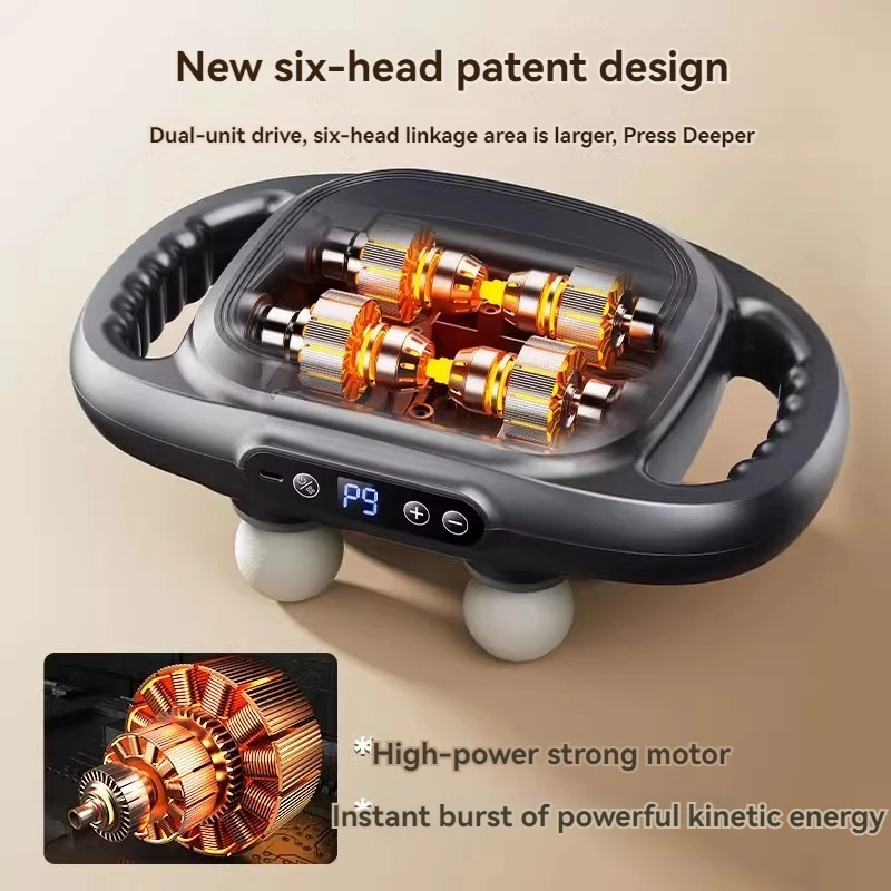 New Six-head Fascia Gun Muscle Relaxation Massager For Men, Multi-functional Cervical Mask Gun For Girls
