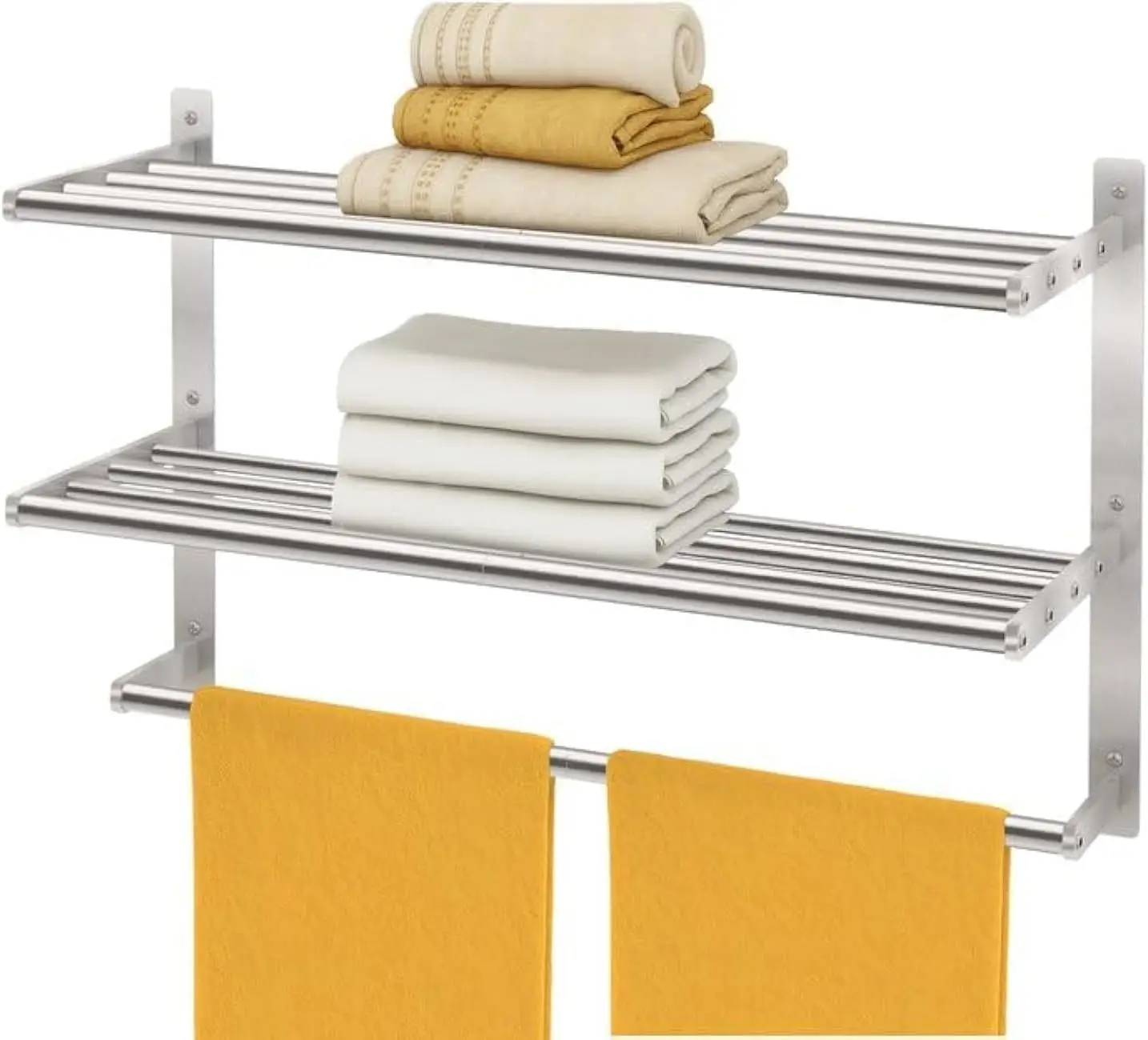 

Hotel Towel Racks for Bathroom Wall Mounted, 24 Inch Towel Shelf for Bathroom, 3-Tier Bathroom Towel Rack with Tower Bars