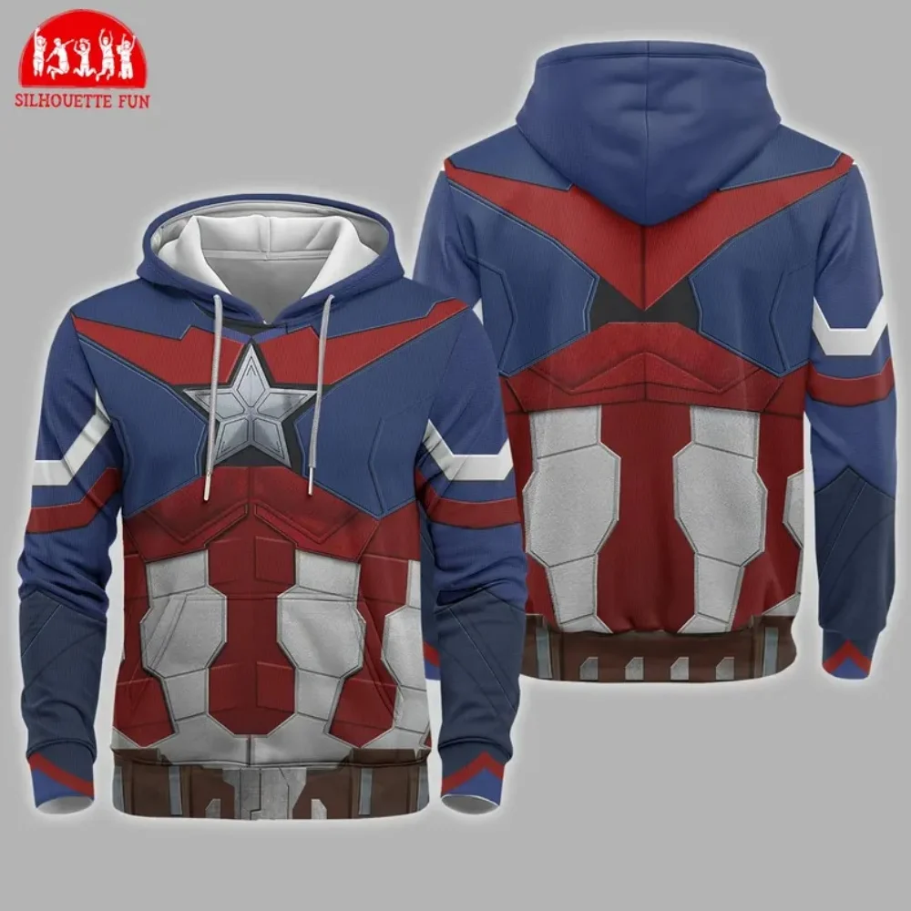 

Captain America Suit 3D Full Over Print Hoodie, Captain America Superhero Cosplay Hoodie, Avengers Superhero Sweatshirt Hoodies
