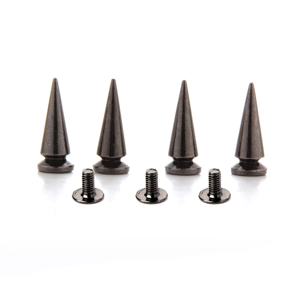 100sets 10x25mm Cone Tree Type Zinc Alloy Punk Spike Studs Leathercraft Rivets Bullet Spikes for Clothes Bags Belt Pet Collars