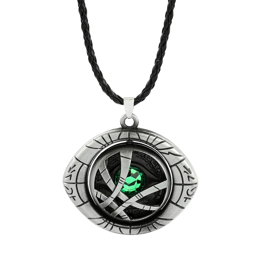 Marvel Avengers Dr Strange Necklace for Men, Infinity Time Stones, Eye of Agamotto, Rotatable Keychain, Kpop